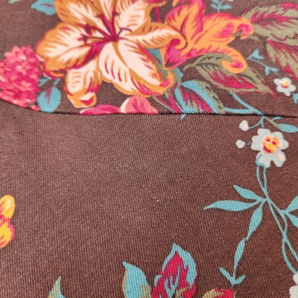 Vintage Pendleton Silk Floral Midi Skirtโ Brown Pink A Line Wool Women's Size 14 - Picture 5 of 14